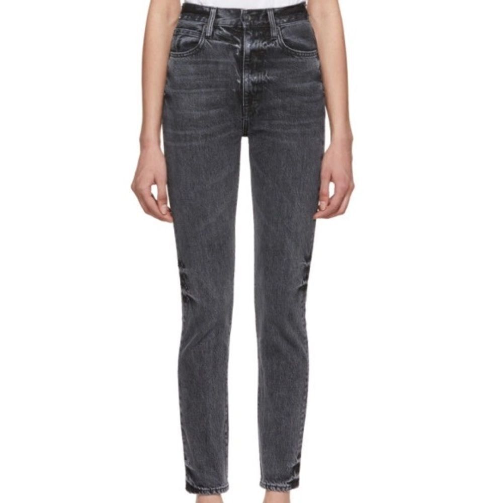 Slvrlake Beatnik High Waisted Slim Straight Leg Jeans In Washed Black Revolve